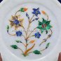 5" Marble Floral Plate Gemstone Marquetry Inlay Art Kitchen Interior Decor H5427