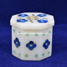 2"x1.5" Adorable Marble Storage Box Lapis Inlay Rare Valentine Gift Decor H5494