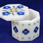 2"x1.5" Adorable Marble Storage Box Lapis Inlay Rare Valentine Gift Decor H5494