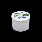 2"x1.6" Adorable Marble Round Jewelry Box Malachite Inlaid Floral Decor H5506 2"x1.6" Adorable Marble Round Jewelry Box Malachite Inlaid Floral Decor H5506