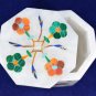 2"x1.5" White Marble Trinket Box Multi Floral Inlay Valentine Gift Decor H5541