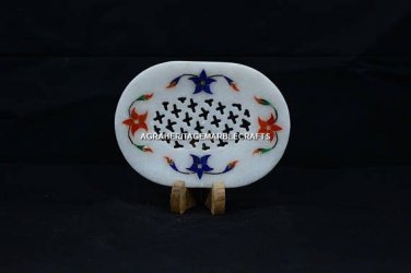 Designer Marble Soap Dish Decorative Inlay Floral Bathroom Accessories Art H5578