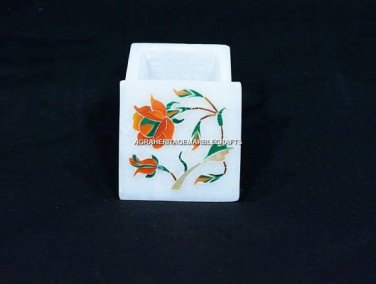 2"x2" Personalized Marble Box Hakik Floral Design Decor Special Girls Gift H5507