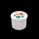 3"x1.5" Marquetry Marble Trinket Box Hakik Floral Inlay Valentine Gifts H5523A