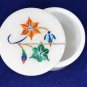 3"x1.5" Marquetry Marble Trinket Box Hakik Floral Inlay Valentine Gifts H5523A