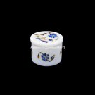 2"x1.5" Marble Storage Box Lapis Floral Precious Inlaid Arts Gifts Decor H5531