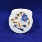 2"x1.5" Marble Storage Box Lapis Floral Precious Inlaid Arts Gifts Decor H5531