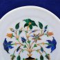 8" Marble Dish Plate Marquetry Multi Fine Inlay Kitchen Occasional Decor H5420
