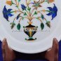 8" Marble Dish Plate Marquetry Multi Fine Inlay Kitchen Occasional Decor H5420