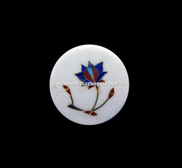 Mosaic Marble Coaster Set Precious Inlay Gemstone Fine Arts Kitchen Decor H5548