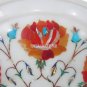 10" White Marble Round Plate Hakik Inlay Work Mosaic Collectible Art Home Decor