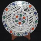 10" Decorative Marble Plate Inlaid Floral Design Inlay Work Marquetry Art Decor 10" Decorative Marble Plate Inlaid Floral Design Inlay Work Marquetry Art Decor