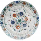 13" Marble Serving Plate Real Hakik Inlay Filigree Work Mosaic Gifts Kitchen Art