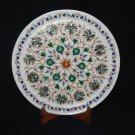 12" Decorative Marble Round Plate Malachite Mosaic Art Pauashell Marquetry Decor 12" Decorative Marble Round Plate Malachite Mosaic Art Pauashell Marquetry Decor