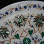 12" Decorative Marble Round Plate Malachite Mosaic Art Pauashell Marquetry Decor