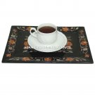 9"x6" Black Marble Seving Tray Hakik Inlay Floral Work Kitchen Gift Decor E89