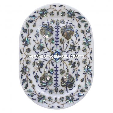 12"x9" Marble Serving Tray Pauashell Stunning Inlay Stone Work Gifts Decor E97
