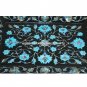 9"x6" Black Marble Tray Turquoise Inlay Floral Fine Work Decorative kitchen E93