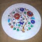 12" Marble Round Plate Rare Mosaic Floral Marquetry Work Home Kitchen Decor Gift