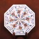 12'' Marble Tiles/Plate Rare Gemstone Inlay Marquetry Work Art Decor Gifts H3713