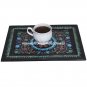 12"x9" Black Marble Malachite With Turquoise Inlay Collectible Tray Decor E92