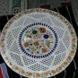 White Marble Filligree Round Plate Hakik Multi Inlay Work Interior Decor H4493