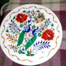 12" Marble Plate Handmade Peacock Art Paua Shell Hakik Floral High Inlaid H3220