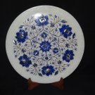 12" Decorative Marble Plate Floral Mosaic Lapis lazuli Marquetry Pietra Dura Art 12" Decorative Marble Plate Floral Mosaic Lapis lazuli Marquetry Pietra Dura Art