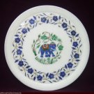 White Marble Serving Dish Plate Rare Lapis Elephant Mosaic Inlay Arts Home Decor White Marble Serving Dish Plate Rare Lapis Elephant Mosaic Inlay Arts Home Decor