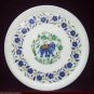 White Marble Serving Dish Plate Rare Lapis Elephant Mosaic Inlay Arts Home Decor