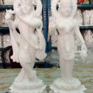 12.5" White Marble Krishna Radha handmade Stone Hindu Lord Hare Statue Sculpture