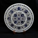 14" Rare Lapis Lazuli Marble Plate Pietra Dura Floral Marquetry Home Decor Gifts