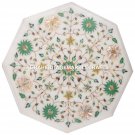 Marble Top Side Table Top Paua Shell Handmade Inlay Floral Marquetry Decor H2483