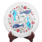 12" Marble Serving Dish Plate Birds Inlay Mosaic Pietradura Ktichen Decor H1430 12" Marble Serving Dish Plate Birds Inlay Mosaic Pietradura Ktichen Decor H1430