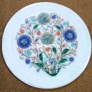 9" White Marble Round Dish Plate Micro Mosaic Inlay Marquetry Gems Decor Gifts 9" White Marble Round Dish Plate Micro Mosaic Inlay Marquetry Gems Decor Gifts