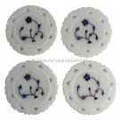 5" Marble Coaster Round Plate Lapis Lazuli Inlay Handmade Work Decor Gift  E05