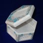5"x5"x3" Hexagon White Marble Jewelry Box Handmade Turquoise Semi Precious Gifts