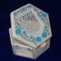5"x5"x3" Hexagon White Marble Jewelry Box Handmade Turquoise Semi Precious Gifts