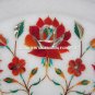 12" Marble Serving Tray Plate Rare Coral Inlay Mosaic Marquetry Table Deco H1440