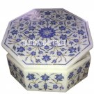 5"x5" Marble Jewelry Ring Box Rare Lapis Gems Mosaic Inlay Work Handicraft Gifts
