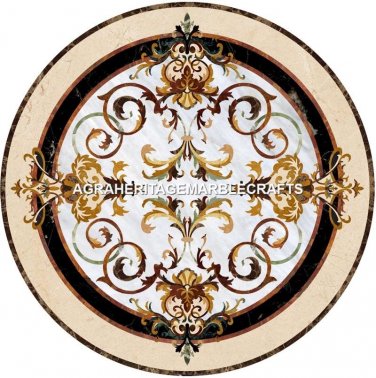 30" Round Marble Hallway Table Top Mosaic Italian Inlay Art Kitchen Decor H4443