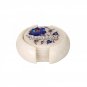 White Marble Coffee Coaster Set Lapis Lazuli Floral Work Arts Inlay Decor Gifts