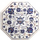 Marble Side Table Top Mosaic Lapis Floral Arts Inlaid Work Outdoor Decor H1979