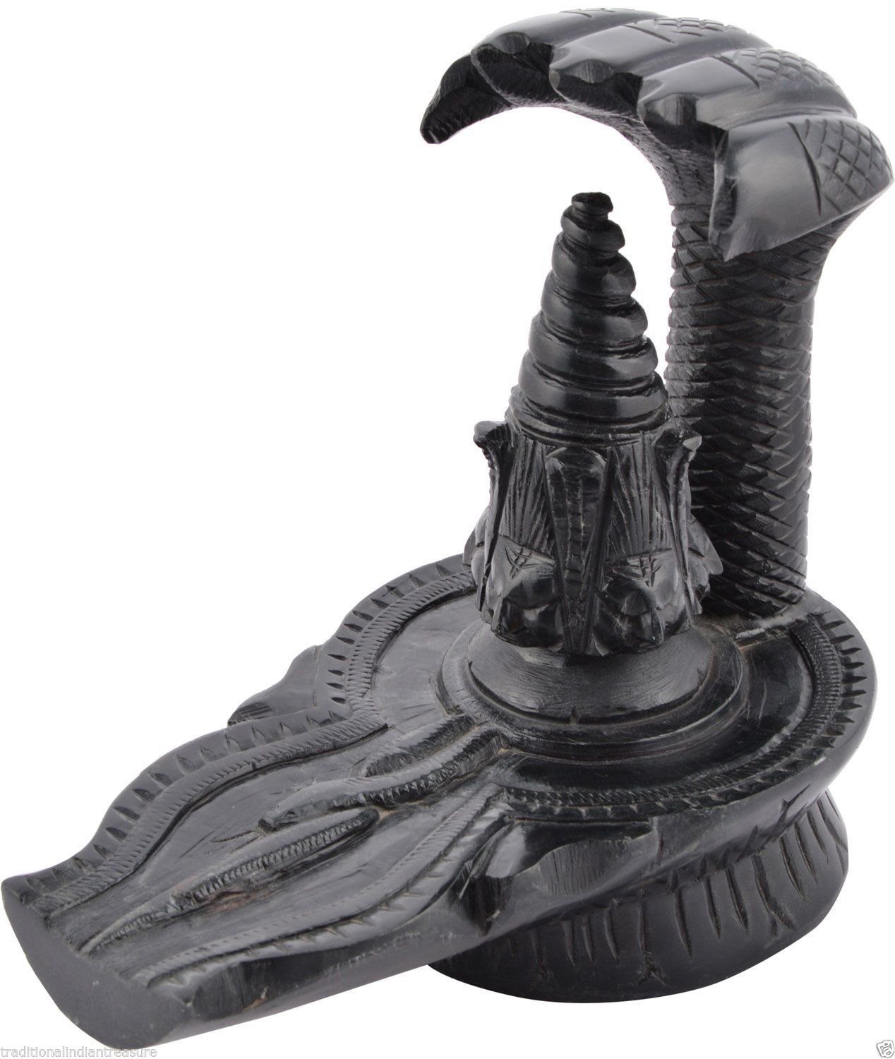 8" Black Marble Shiva Lingam Shivling Sculpture Handmade Hinduism Worship Idol