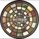 Black Round Marble Countertops Coffee Table Mosaic Inlaid Outdoor Decor H3970