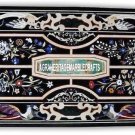 Marble Black Outdoor Table Top Scagliola Inlay Arts Gemstone Garden Decor H4016