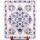 12"x15" Marble Serving Plate Lapis Gemtone Inlay Mosaic Floral Table Decor H1690