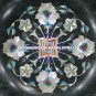 Black Marble Dry Fruit Bowl Mother of Pearl Marquetry Floral Kitichen Decr H1394
