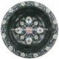Black Marble Dry Fruit Bowl Mother of Pearl Marquetry Floral Kitichen Decr H1394
