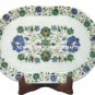 15"x9" White Marble Tray Pietra Dura Malachite Handmade Lapis Mosaic Gifts H1148
